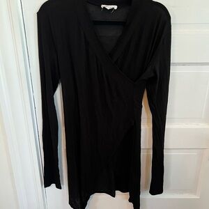 MARCELLA Black Long Sleeve Wrap Top